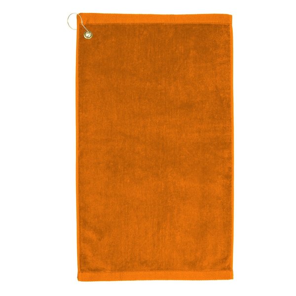 Towelsoft Premium 16 inch x 26 inch Velour Golf Towel with Corner Hook &Grommet Placement-Orange Golf-GV1201CL-org